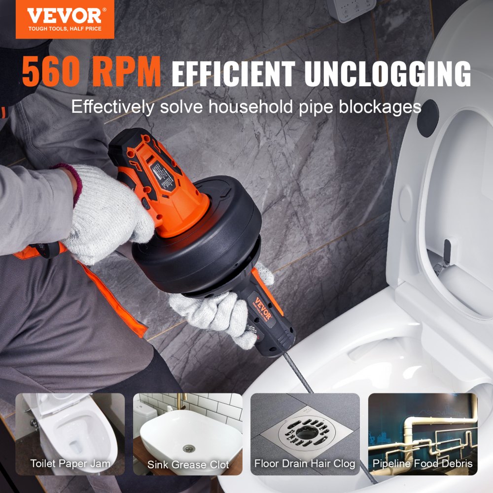 12V Electric Drain Auger in-use view 1
