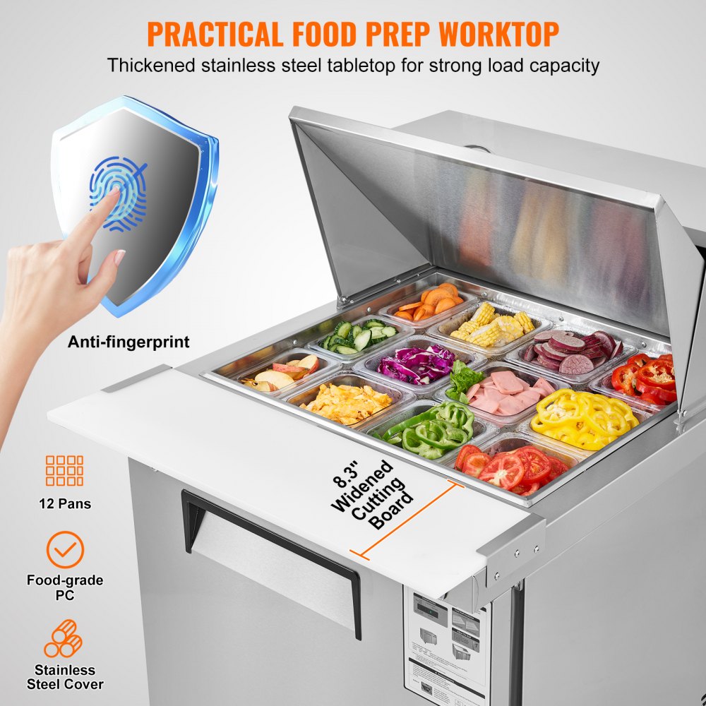 28" Commercial Refrigerator Sandwich & Salad Prep Table in-use view 2