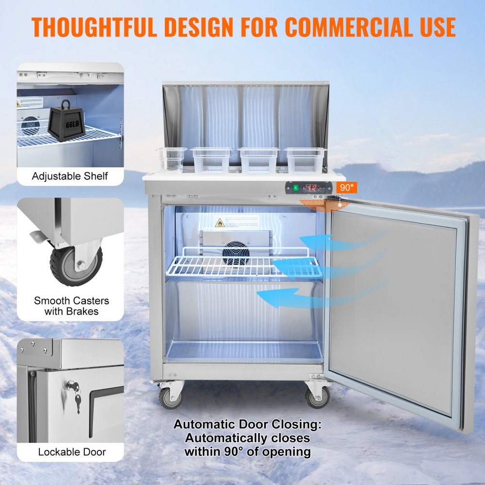 28" Commercial Refrigerator Sandwich & Salad Prep Table in-use view 5
