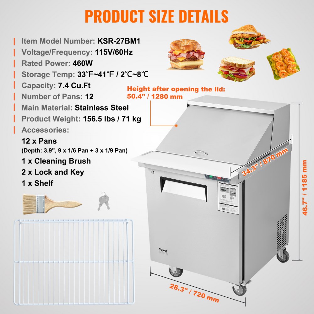 28" Commercial Refrigerator Sandwich & Salad Prep Table in-use view 6