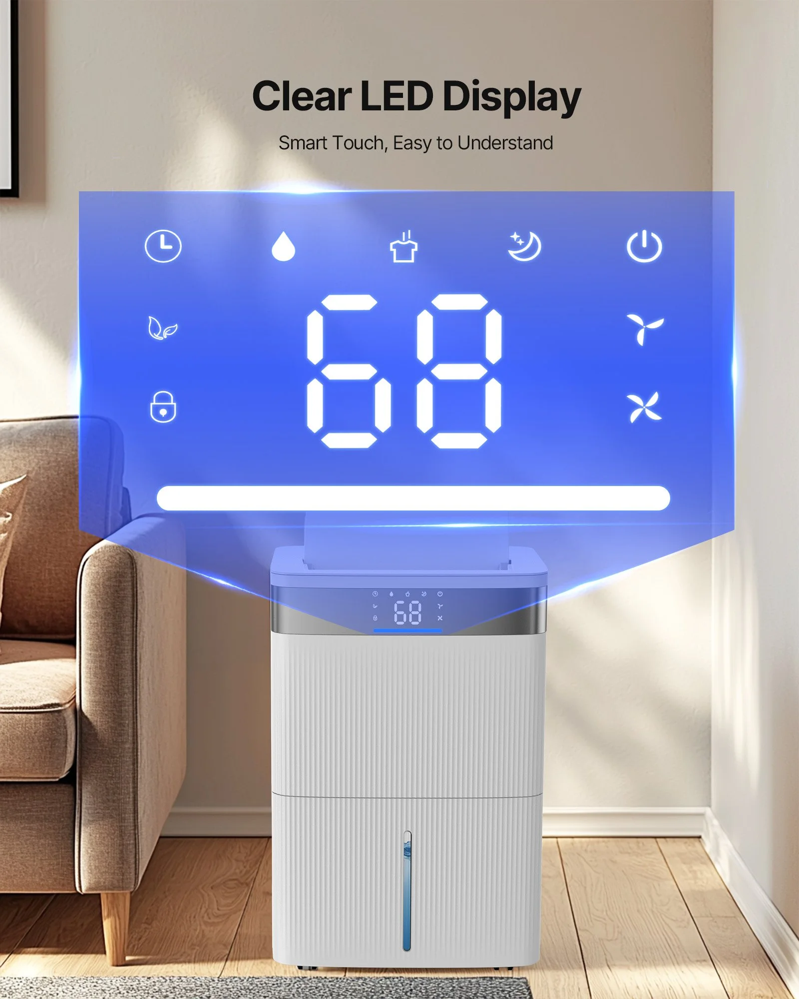 80 Pints Dehumidifier for Home & Basement in-use view 3