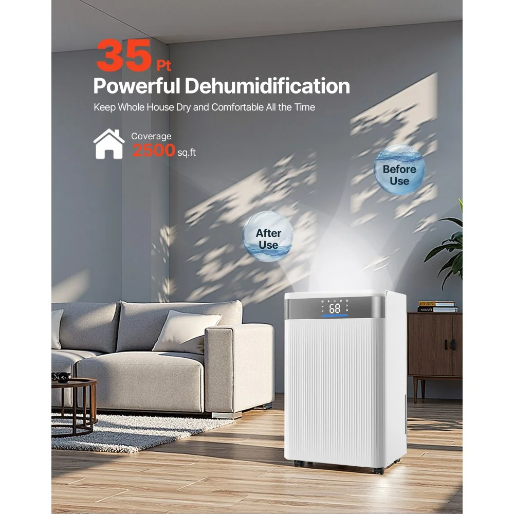 35 Pints Dehumidifier for Home & Basement in-use view 1