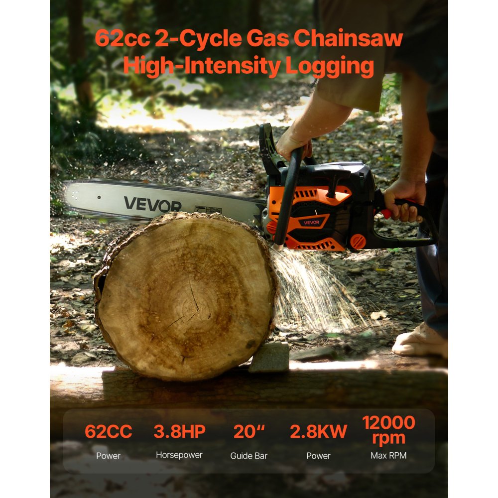 62 cc Gas Chainsaw in-use view 1