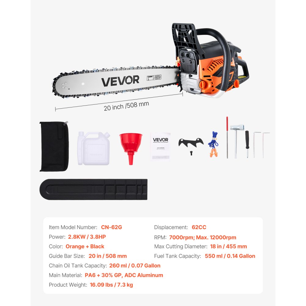 62 cc Gas Chainsaw in-use view 6