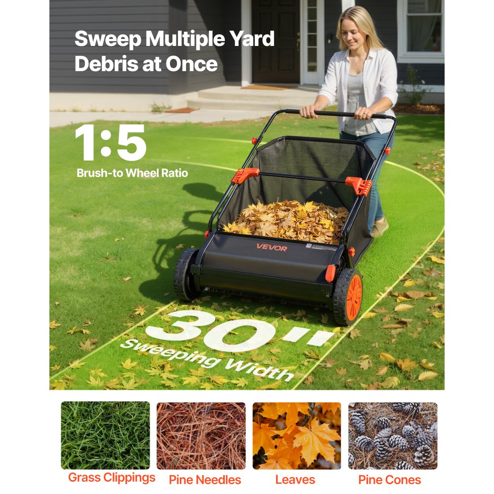 Push Lawn Sweeper in-use view 1