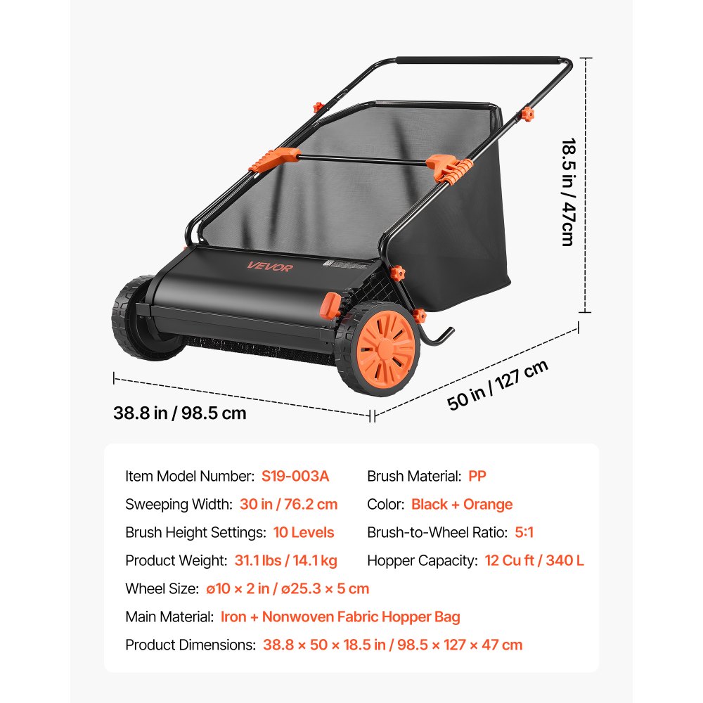 Push Lawn Sweeper in-use view 6