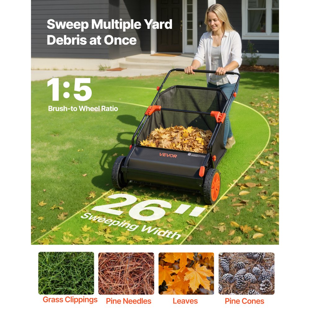 Push Lawn Sweeper in-use view 1