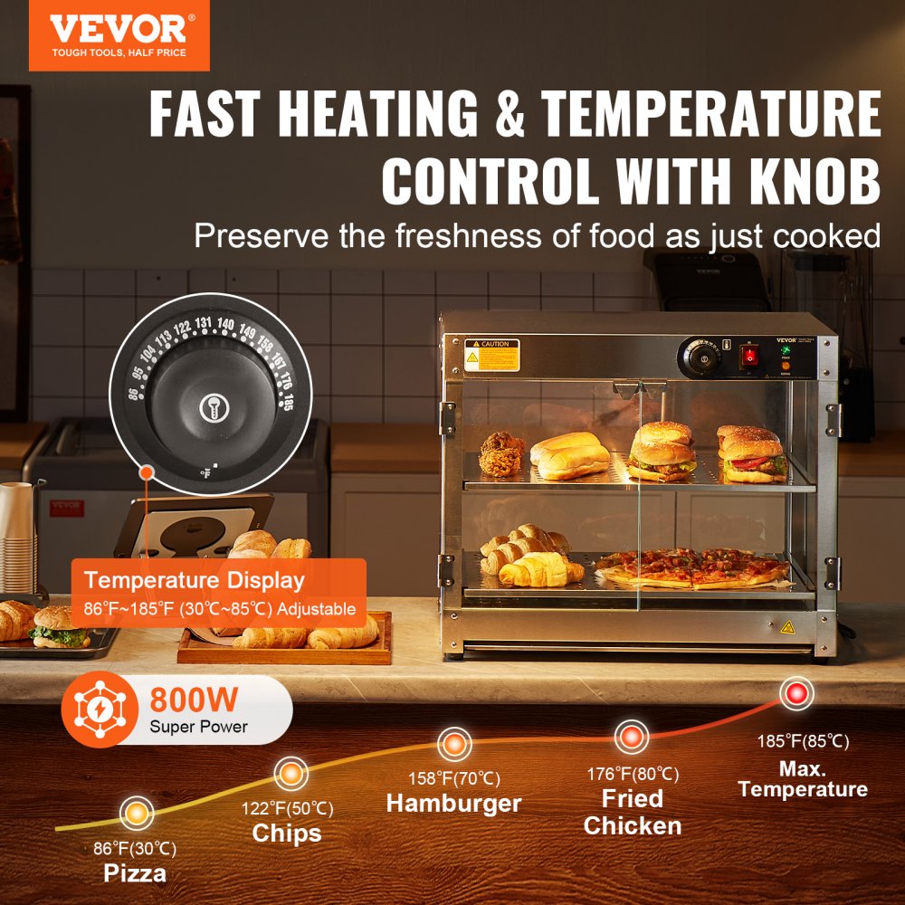 2-Tier Commercial Food Warmer Display in-use view 1