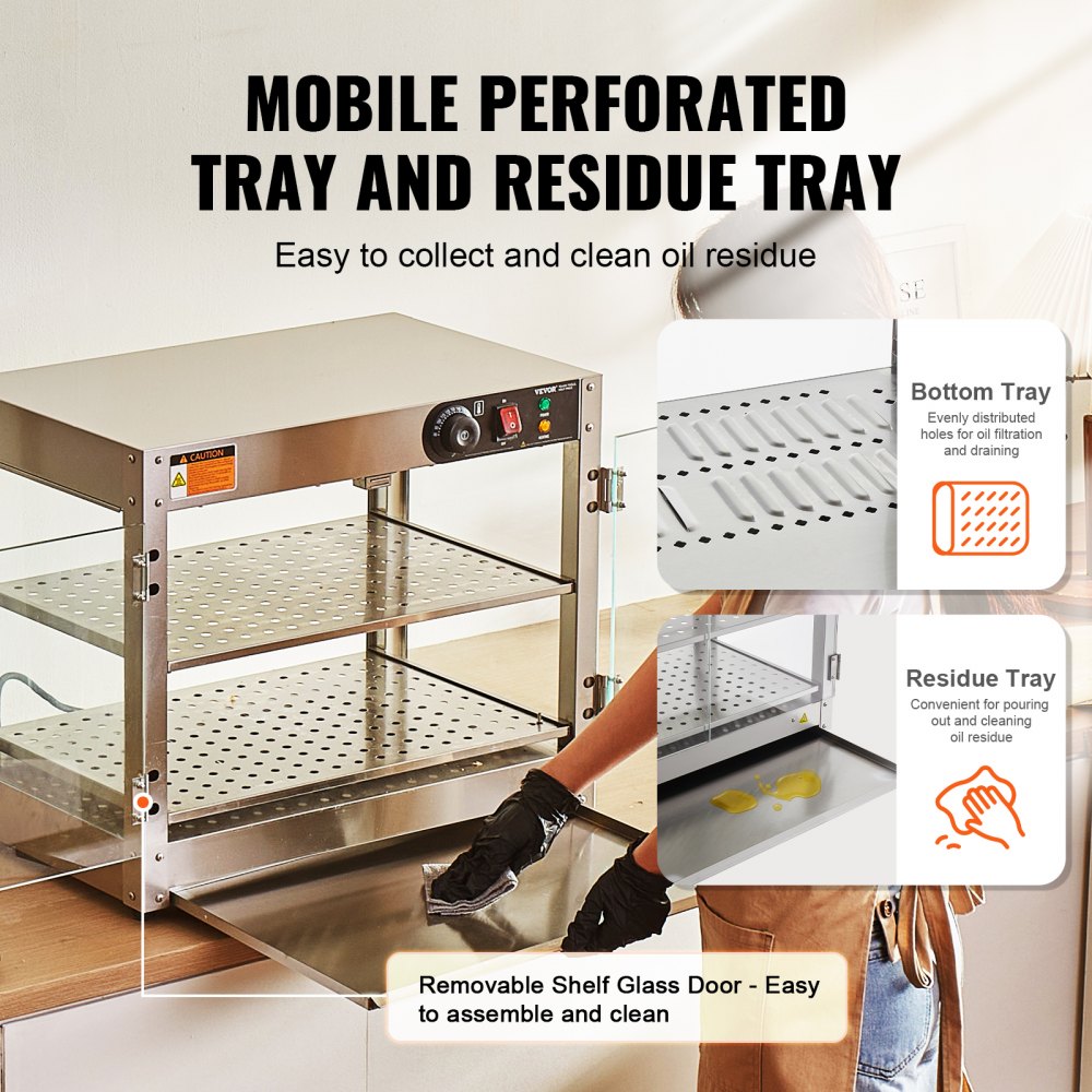 2-Tier Commercial Food Warmer Display in-use view 3