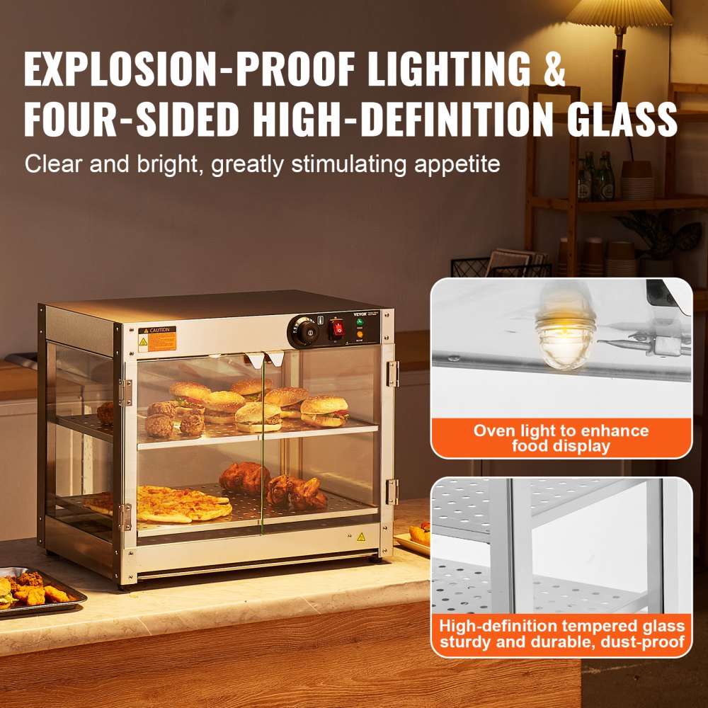 2-Tier Commercial Food Warmer Display in-use view 4