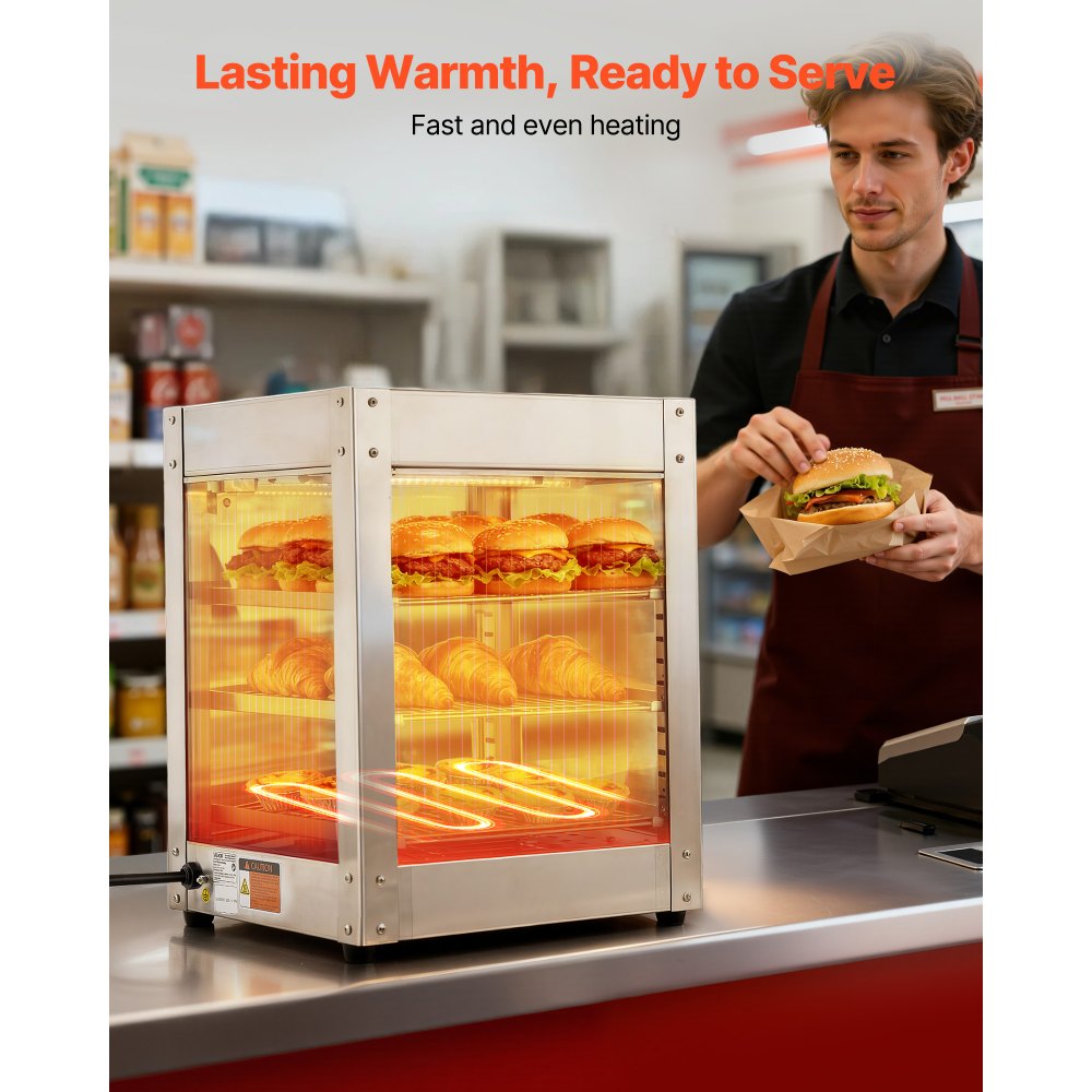 3-Tier Commercial Food Warmer Display in-use view 1