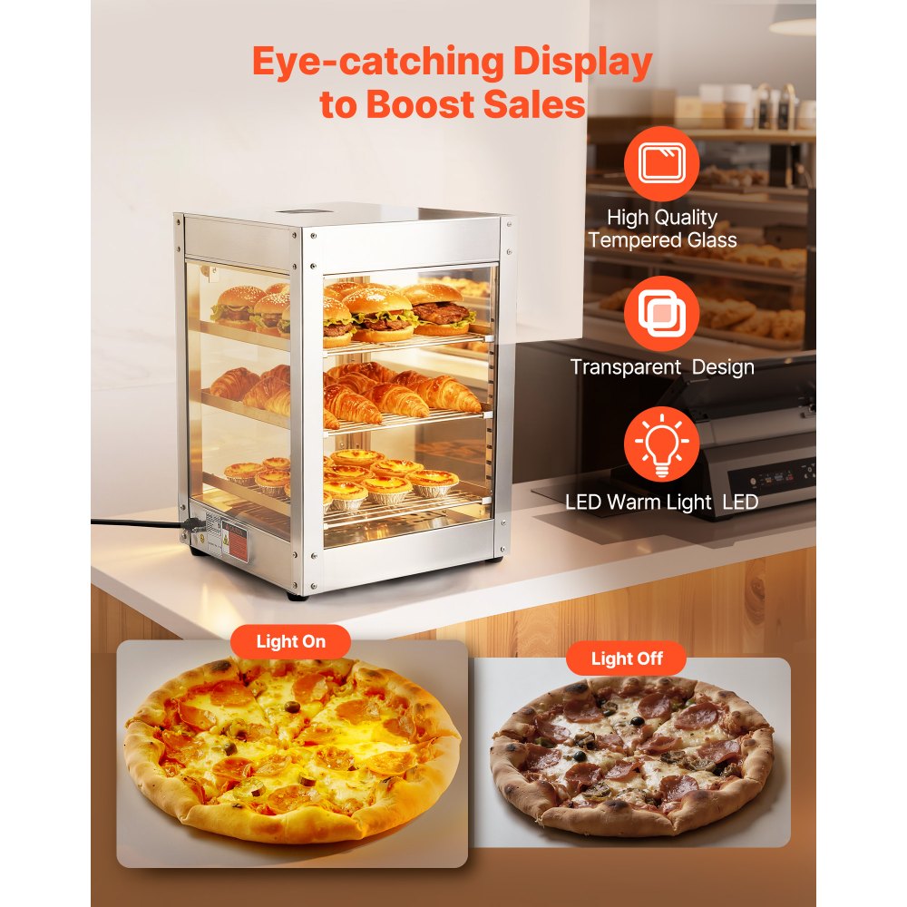 3-Tier Commercial Food Warmer Display in-use view 3