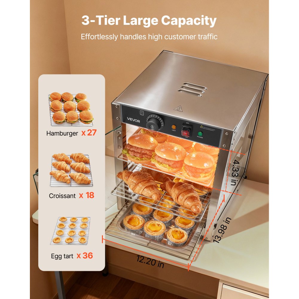3-Tier Commercial Food Warmer Display in-use view 4