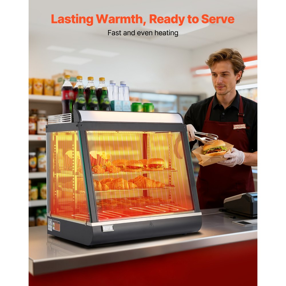 3-Tier Commercial Food Warmer Display in-use view 1