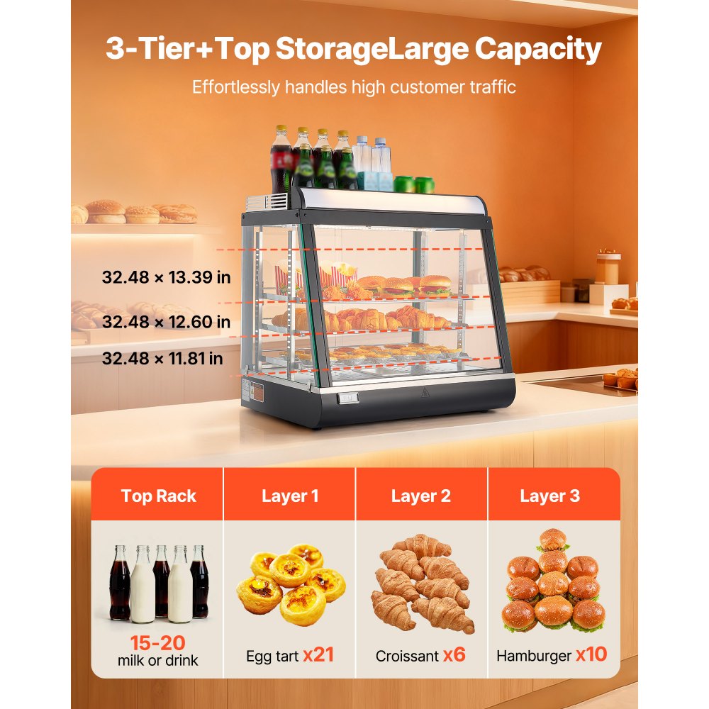 3-Tier Commercial Food Warmer Display in-use view 4