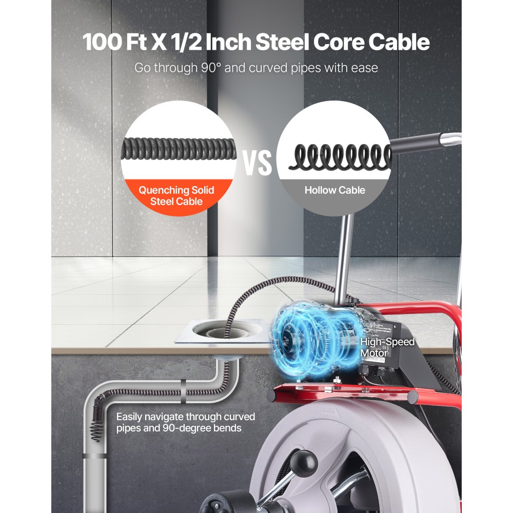 Drain Cleaner Machine 100 FT x 1/2 Inch in-use view 2