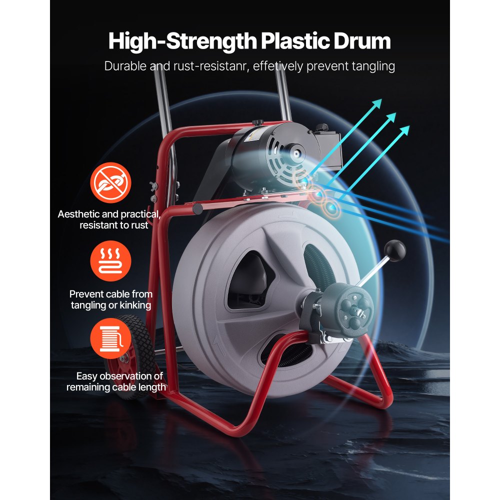Drain Cleaner Machine 100 FT x 1/2 Inch in-use view 3