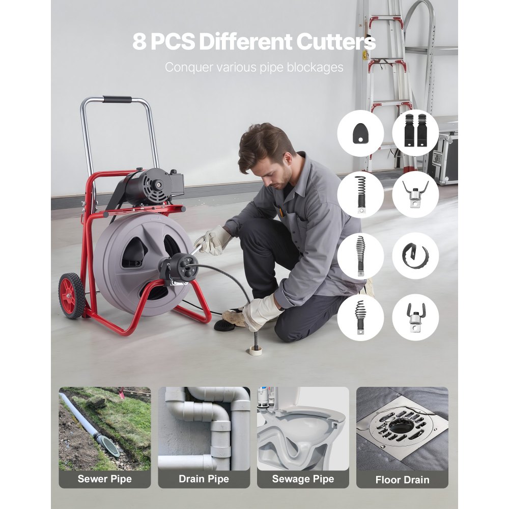 Drain Cleaner Machine 100 FT x 1/2 Inch in-use view 4