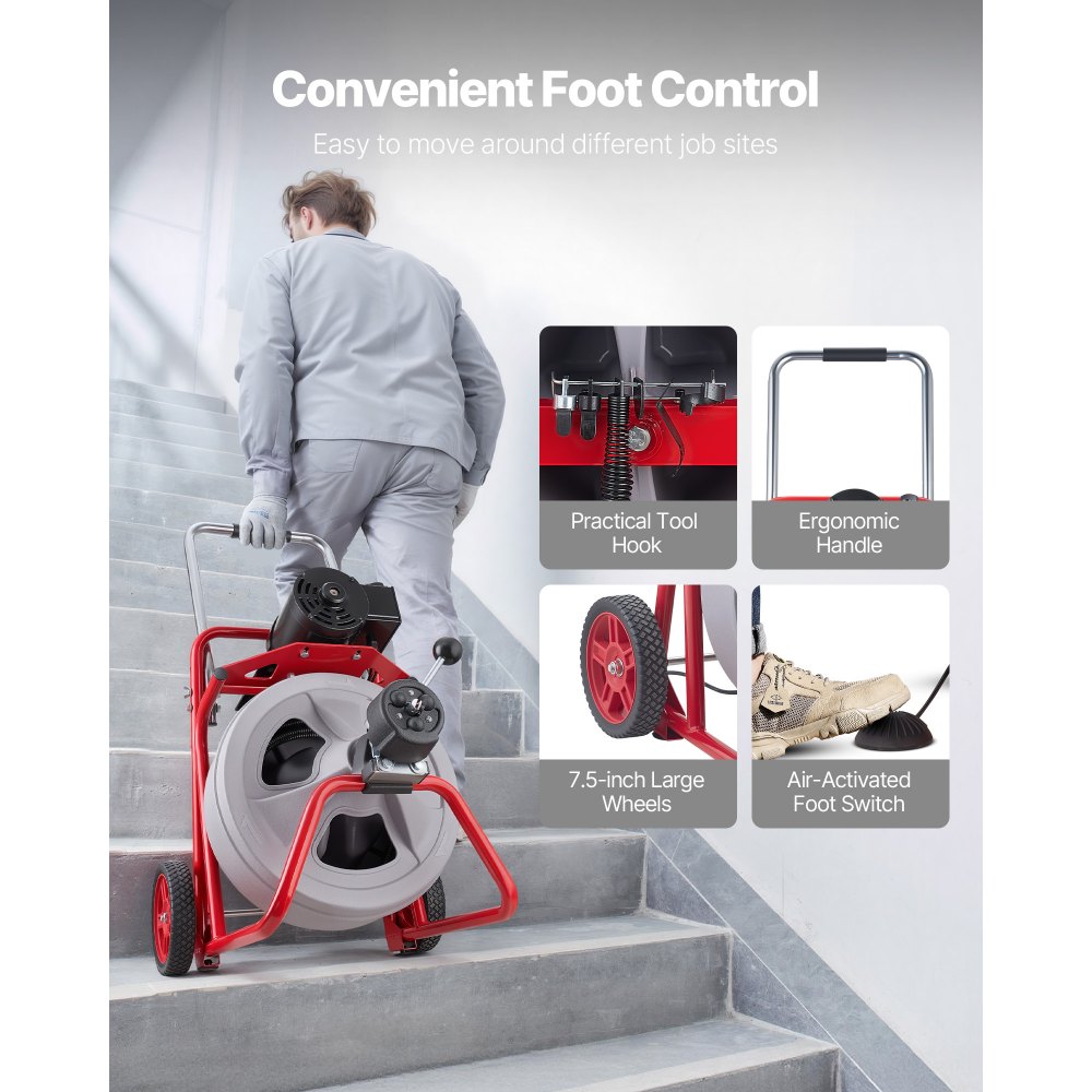 Drain Cleaner Machine 100 FT x 1/2 Inch in-use view 5