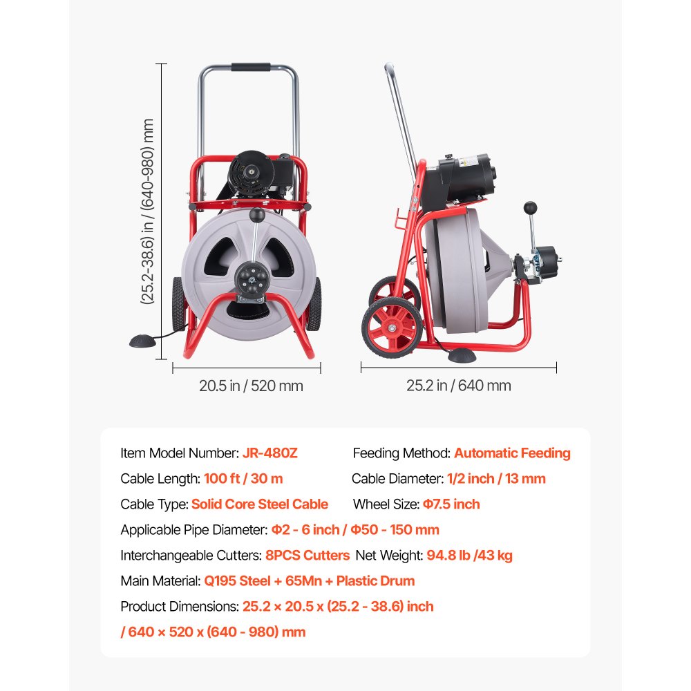 Drain Cleaner Machine 100 FT x 1/2 Inch in-use view 6