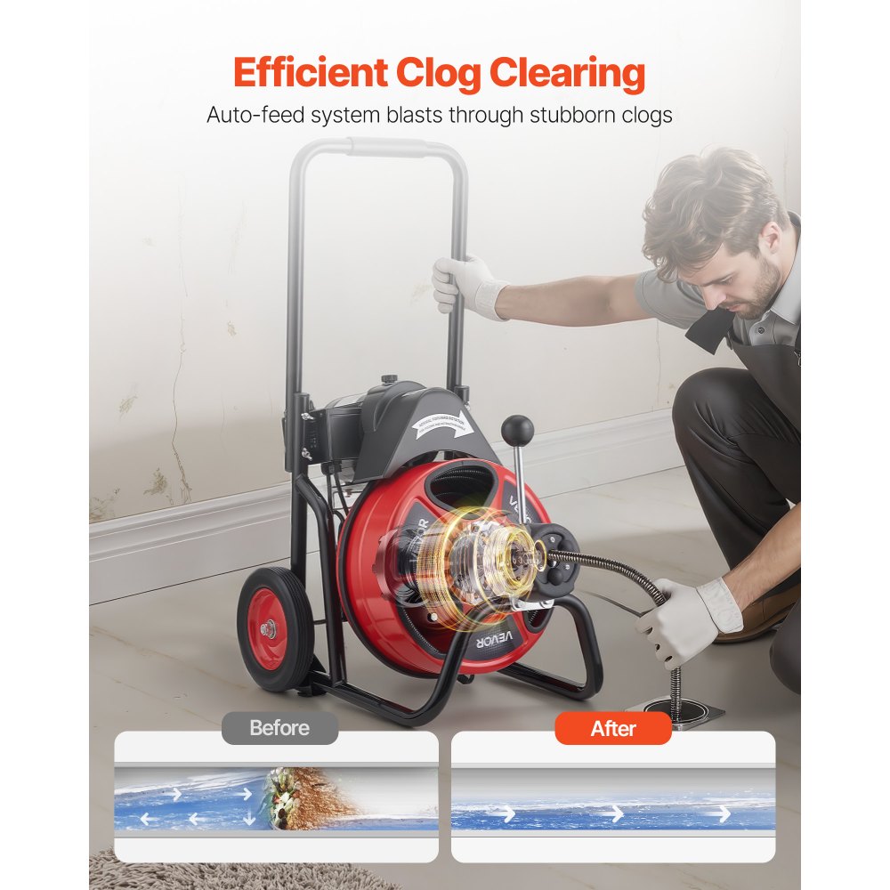Drain Cleaner Machine 100 FT x 1/2 Inch in-use view 1