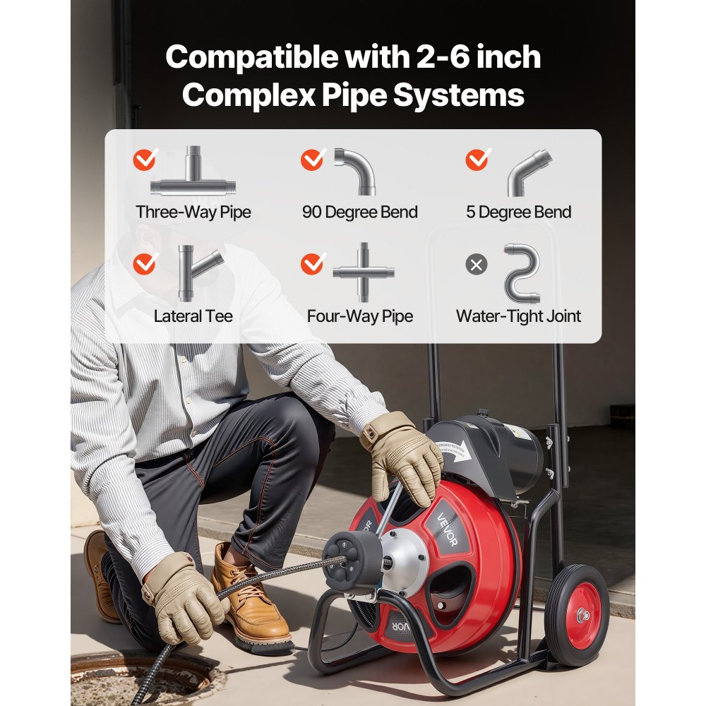 Drain Cleaner Machine 100 FT x 1/2 Inch in-use view 2