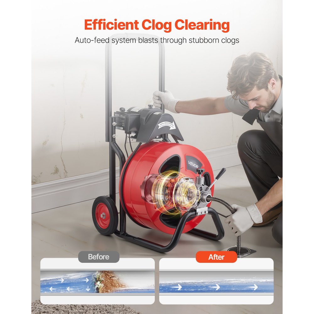 Drain Cleaner Machine 100 FT x 3/4 Inch in-use view 1