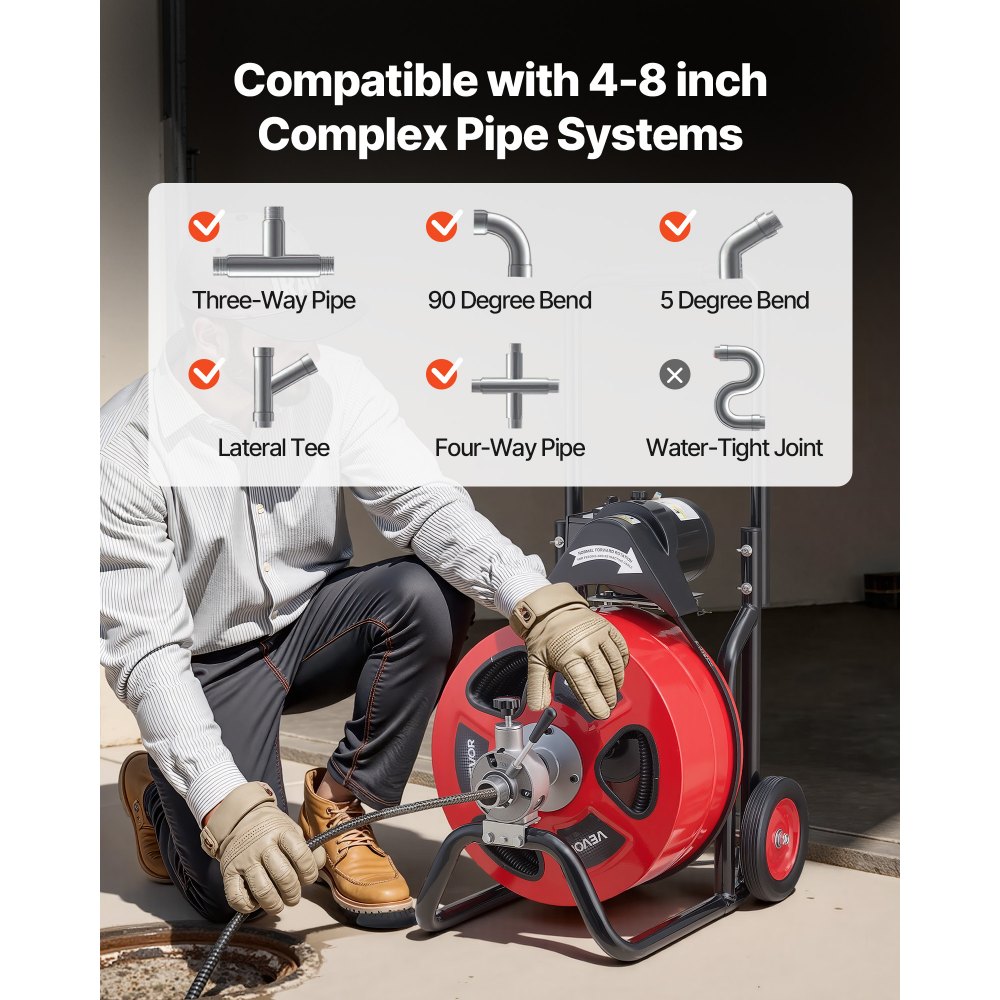 Drain Cleaner Machine 100 FT x 3/4 Inch in-use view 2